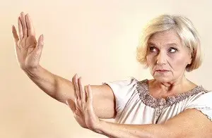 Elderly woman trying to stop harassment