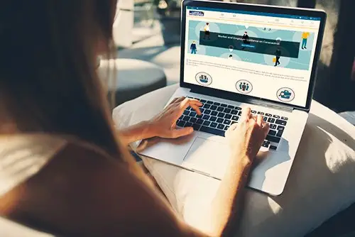 employee working on laptop