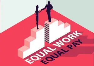 Graphic that says "Equal Work Equal Pay"