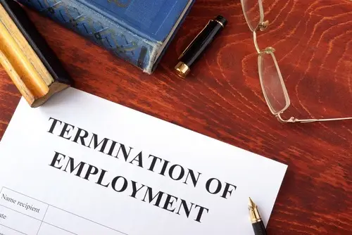 Paper that says "termination of employment"
